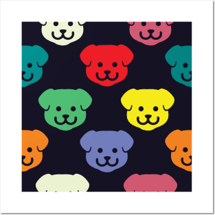 Colorful Puppy Dog Pattern Posters and Art
